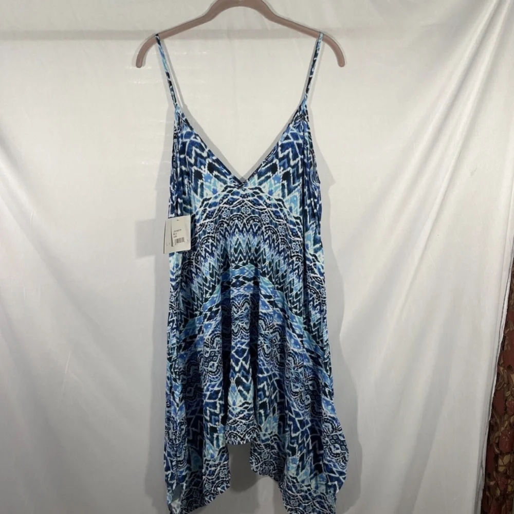 NEW La Blanca‎ [ S/M ] Oasis Ikat Asymmetrical Cover up Dress in Blue - Picture 7 of 12
